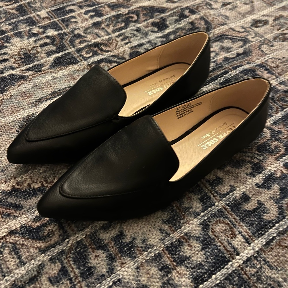 Black Leather Loafers for Women